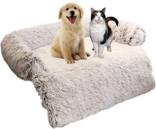 Hundebett Flauschige Waschbar PlüSch Hundebett Grosse Hunde Hundekorb Couch Mittelgroße Hunde Hundematte , Flauschig HundeköRbchen Katzenbett , Hundedecke Sofa Kleine Hund Hundekissen (M, Braun)