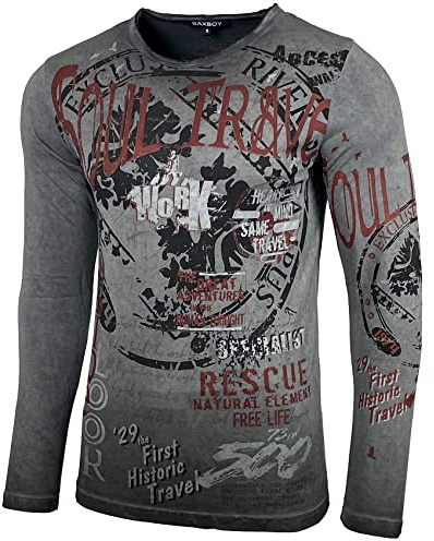 Herren Longsleeve T-Shirt Moderner Männer Langarmshirt Langarm Sweatshirt 704