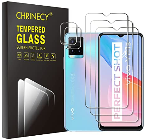 CHRINECY [5 Stück] 3 Stück Schutzfolie für VIVO Y21/VIVO Y21s/VIVO Y33s Schutzfolie + 2 Stück Kamera Displayschutzfolie, 9H Härte, Anti-Kratz, HD-Klar, Blasenfrei, Anti-Öl, Ultrabeständig