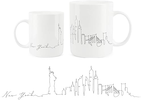 Purely Home New York City Skyline Collection - Bone China Mug White Coffee/Tea Present Gift for Travel Lovers