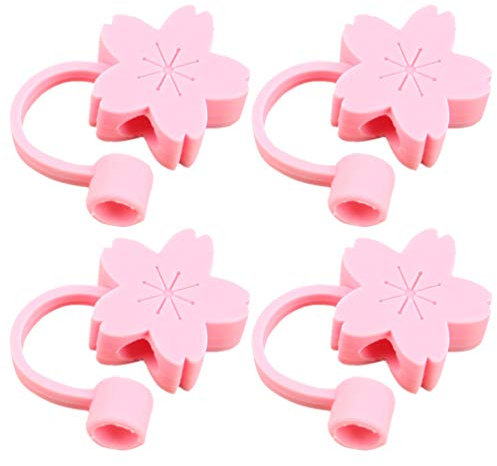 Zerodeko Cubrir 4 Piezas Flor De a Prueba De Polvo Tapas De para Beber Metalica De Silicona Tapas Protectoras De Flores De Cerezo Gel De Sílice Alumno Plumero Reutilizable