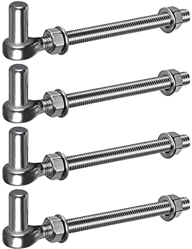 Insaga M12x 200mm Torscharniere, 304 Edelstahl Scharnier Tor, J-Bolzen Torscharnier mit 15,8mm männlichen Stift J-Bolzen Scharnier, Torscharnier Bolzen für Metall Bauernhof Tore durch Post (4Stück)