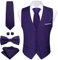 Barry.Wang Chaleco formal para hombre, cuello en V, ajustado, casual, color sólido, corbata de moño, para boda, fiesta, traje de esmoquin, Morado Oscuro, M