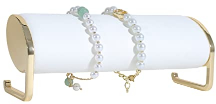 GemeShou Weiß Sammetarmband-Lagerbehälter-Organisator, langer Stab-Uhr-Ausstellung-Ständer zum Verkauf, Halter für Frauen-Gelenk, Goldschmuck-Regal 【Langer Armband-Organisator - Weiß】