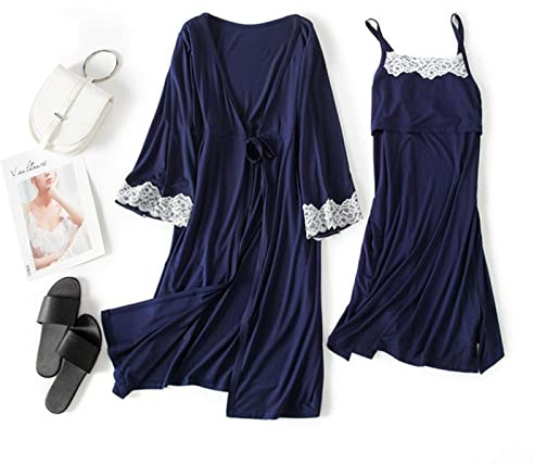 PIYAX Schwangere Frau Nachtwäsche Stillen Schwangerschaft Pyjamas Sling Stillen Nachthemd Mutterschaft Arbeit Kleid + Robe Geburt