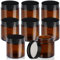 Belle Vous Lot de 8 Bocaux Ronds en Verre Ambré et Couvercles Noirs Vissés - 120ml - Pots Vides et Étanches pour le Stockage de Cosmétiques - Lotions - Crèmes - Huiles Essentielles