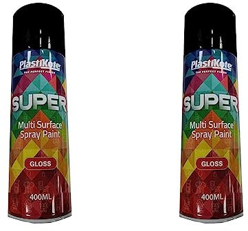 Plasti-Kote PKT1100 1100 400ml Super Gloss Spray Paint- Super Black (Packaging may vary) (Pack of 2)