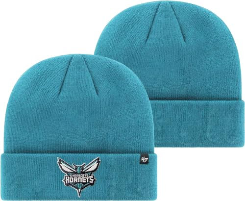 '47 NBA Unisex-Erwachsene Primary Logo Cuffed Knit Primary Logo Team Color Beanie Hat Cold Weather Hut, One Size, Charlotte Hornets Blaugrün, Einheitsgr��e