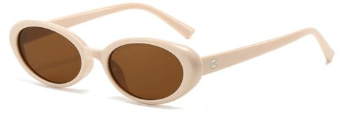 Long Keeper Retro Kleine Ovale Sonnenbrille - Mode Oval Vintage Katzenauge 90er Rund Brille UV400 für Damen Herren