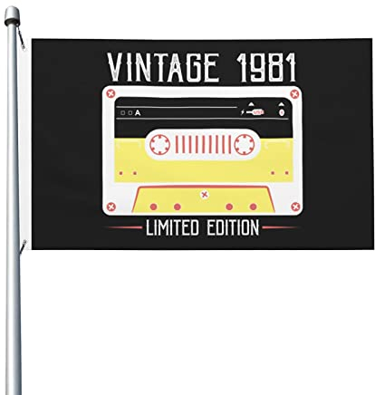 Vintage 1981 Flaggen in limitierter Auflage, 90 x 150 cm, für den Außenbereich, doppelseitige Flagge, Polyester, leichte Flaggen, lustige Heimdekoration, 3 x 5 Flaggen
