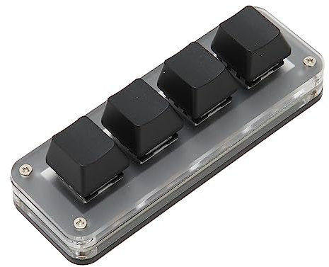 Diyeeni Clavier Mécanique à Une Main, Clavier Programmable Filaire USB C à 4 Touches avec Bouton, adapté au Bureau, à la Musique, aux Médias, au Contrôle Industriel, au Laboratoire