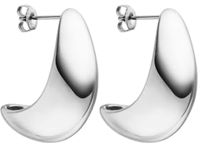 PURELEI® Big Drop Ohrringe, Tropfen aus Langlebigem Edelstahl für Frauen, Wasserfeste Damenohrringe für Individuellen Look (Länge 28,4 mm) (Silber)