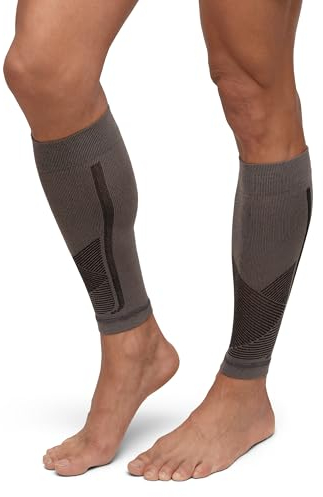 DANISH ENDURANCE Waden-Kompressionsstrümpfe ohne Fuß (1 | 3 Paar), 21-26 mmHg, Unisex, für Damen & Herren, Grau/Schwarz, L