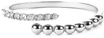 THIORA Ring Damen Edelstahl Verstellbar mit Zirkonia | Offenes Wellen-Design | flexibel anpassbar | 9 Zirkonia-Steine | wasserfester Edelstahl | Geschenkbox