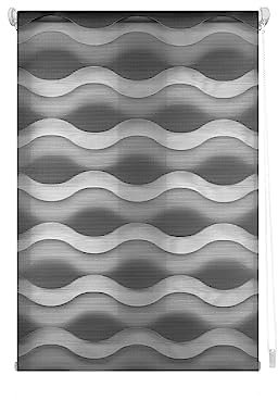 INTERBLIND | Tenda avvolgibile notte e giorno doppio strato ondulato dimensioni 62 x 150 - Tenda installazione versatile: appendere, avvitare, incollare dimensioni tessuto 59 x 145