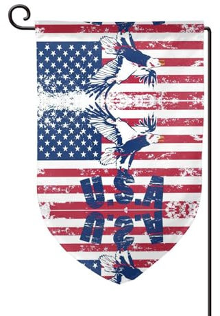 Drapeau national américain avec aigle - Drapeaux de jardin saisonniers double face - 30,5 x 45,7 cm - Petits drapeaux de jardin pour l'extérieur