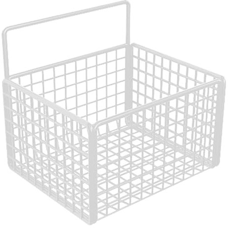 Cestino in Filo Metallico, Cestini Portaoggetti in Filo Metallico Cestini in Filo Metallico Per Dispensa Cestini Sospesi Per Cucina Cestino Piccolo Cestino in Filo Metallico da Parete(Bianco)