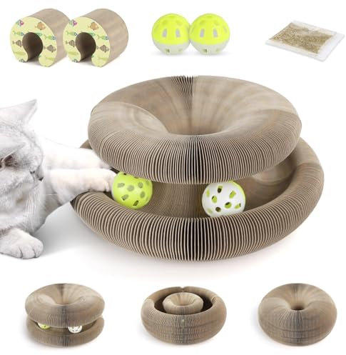 Nobleza - 2 Pack Magic Organ Juguete Rascador Interactivo para Gatos, Rascador para Gatos de Cartón con Bola de Campana de Juguete, Interactivo Rascador for Gatos, 11 * 10 * 6.8CM