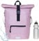 Elephant Rucksack Herren Plane Time Bag Kurierrucksack Roll-Top Fahrradrucksack Sport Fitness Damen 23 Liter A4 12821 + Flasche (Rosa Metallic 13074)