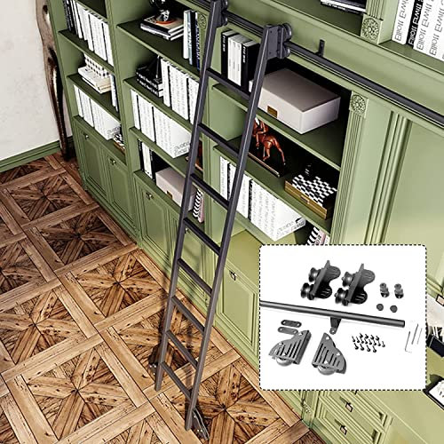 MPFYRCOJ Einfache Installation und anpassbare Schiebetür-Hardware-Kit, Bücherregal-Schiebeleiterschienen, Schiebeleiter-Tür-Hardware-Kit - Zubehör für Mobile Leiterschienen für Bibliotheken