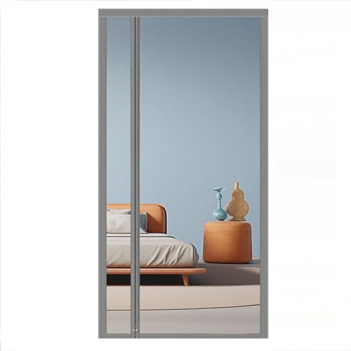 King Kong - Zanzariera magnetica per porta, apertura laterale, protezione dagli insetti, per balcone, camera da letto, soggiorno (100 x 220 cm, grigio)