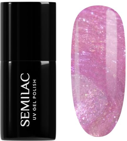 SEMILAC Gel Nail Polish 498 Primavera Pink - Cat Eye Gel Polish - Soak Off Easy To Use LED/UV Nail Lamp - Long Lasting Manicure and Pedicure up to 3 weeks | Pink shade draws a deep shimmer line with a magnet, long lasting wear, soak off removal, for a manicure at home