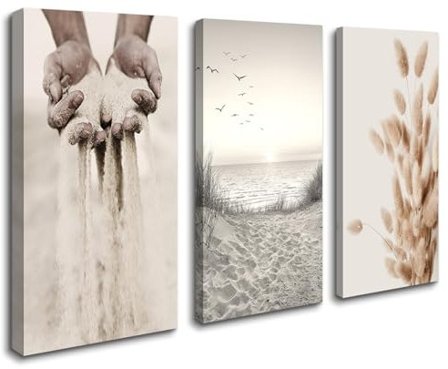 Visario Leinwand Bild fert gerahmt Sand Hand Boho Style 120 x 80 cm 4431