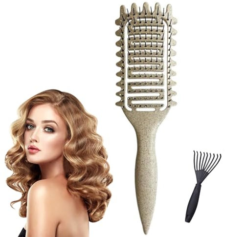 ANTIVP Curl Brush, Curl Defining Brush, 2024 New Vented Hair Brush, Curly Hair Brush Defining, Shaping & Defining Curls to Reduce Pulling (White)