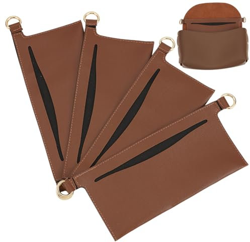 WADORN Organizer-Einsatz, Umbauset für Emily Wallet LV Sarah Tasche, Clutch, Geldbörse, Crossbody, Umrüstsatz, weiches Leder mit D-Ringen, Braun, 17 x 6,8 cm, 4 Stück