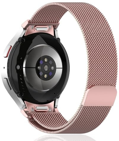 PaceBid Cinturino per Samsung Galaxy Watch 7 FE 6 5 4 40mm 44mm/Watch 6 Classic 43mm 47mm/Watch 4 Classic 42mm 46mm, One Click No Gap Metallo Magnetico Bracciale per Galaxy Watch 5 Pro 45mm - Rosa