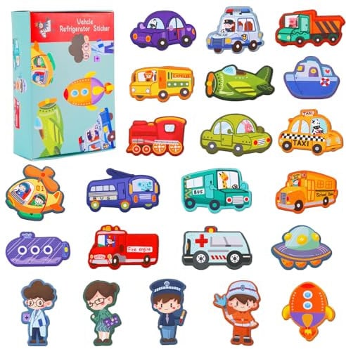 Fridge Magnets for Kids,Large Size Magnetic Vehicle,Magnet for Refrigerator, Educational Toys Toddler Learning Toys(Vehicles B)