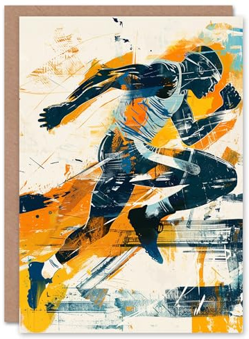 Artery8 Athlete Runner Sport Orange Blue Grunge Graffiti For Him Man Birthday Card