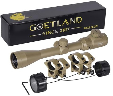 Goetland Gewehr Zielfernrohr 3-9x40 EG Airsoft Rot Grün Fadenkreuz mit Montage Ringe SFP für Taktische Jagd Armbrust Luftgewehr Sportschützen