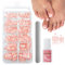 Fake Toe Nails Set - 120PCS Short Square French False Toenails Kit - Nude French Tip Stick On Toenails - Glossy Full Cover Acrylic False Toe Nails For Women Girls Nail Art DIY Gift