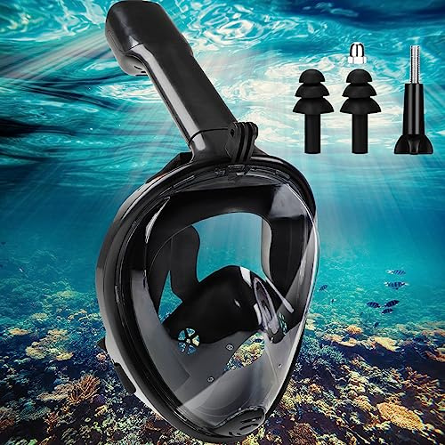 Maschera Snorkeling Adulto Pieno Facciale, 180° HD Visuale Panoramico Maschera Subacquea, Maschera Sub Antiappannamento, Maschera Boccaglio Secco Impermeabile per Donna Uomo