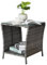 Bonnlo Garden Coffee Table, Small Grey Rattan Side Table, Weatherproof with Glass Top for Outside Balcony Conservatory, 46x46x50cm