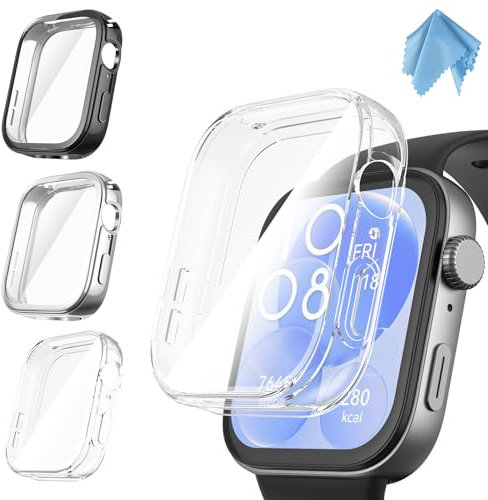 Fintie 3 Pièces Coque Compatible avec Huawei Watch Fit 3, Protection Écran en TPU Souple