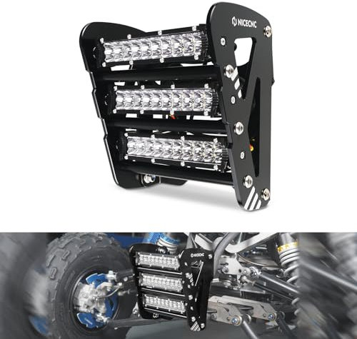 NICECNC Schwarze Frontstoßstange mit 60 W LED-Scheinwerfer-Kits, Compatible with Yamaha Raptor 700 2013–2024, Raptor 700R 2013–2024