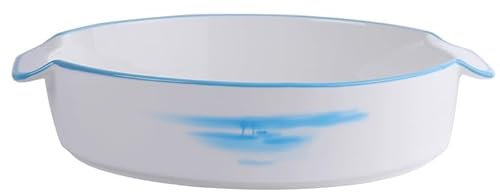 NEBE Ciotole Cucina Teglia da forno rotonda a doppio orecchio in ceramica stile giapponese Home Restaurant Ciotola for zuppa di pesce bollito Scodella Colazione(11.5inch)