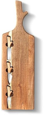 Creative Antler - Shaped Acacia Wood Cheese Board Set with Cheese Knives, Butter Cutting Board & Serving Platter for Baking