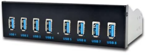 Azull Concentrador USB de 8 Puertos USB 3.0 de 5,25 con Divisores Frontales. Concentrador USB 3.0 para PC. Concentrador USB-HUB. Concentradores Divisores USB 3.0 Múltiples.