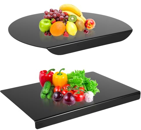 Black Acrylic Chopping Board, 2Pack Cutting Boards for Kitchen Vegetable Fruits Bread Board with Counter Lip Black Chopping Boards for Kitchen, Non-Slip