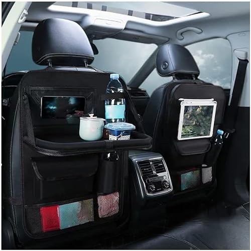 Car Seat Organiser 2Pcs Car Back Seat Kick Protector With Food Tray Touch Screen Tablet Holder Mats Kids Toy Storage Pockets Ideal For Organizing Snacks, Toys, Other Essentials While Traveling