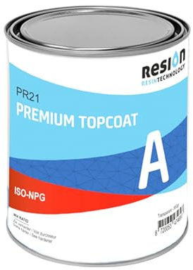 RESION Topcoat transparent (Gelcoat de finition) - 0,85 kg - Polyester pour stratifiés en fibre de verre, résistant à l'eau et aux produits chimiques