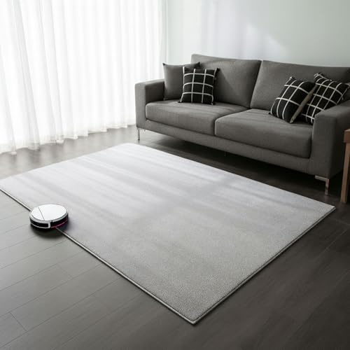 VIMODA Teppich Wohnzimmer Schlafzimmer Ultra Weich – Modern, super flauschig & weich, dicht gewebt,Farbe:Silber;Maße:160x230 cm