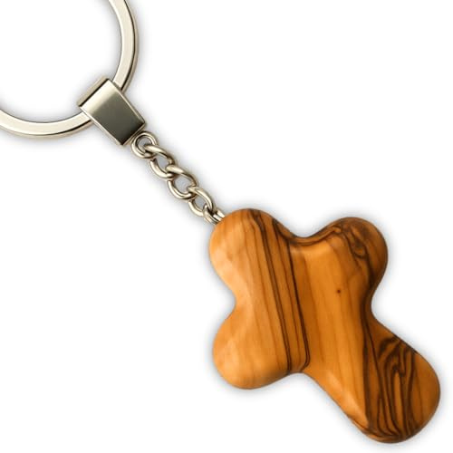 ELBKAISER – Schlüsselanhänger aus Olivenholz | Handgefertigt im Heiligen | Land | Natürliches Symbol für Frieden & Glauben | Geschenkidee aus Holz | Holz Kreuz | Olivenholzkreuz | Olivenholz Kreuz