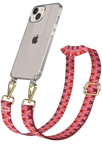 EAZY CASE Handykette - Verstellbares Taschenband kompatibel mit iPhone 13, Schulterriemen, Handykordel mit Silikon Hülle, Umhängetasche, Beere Gold