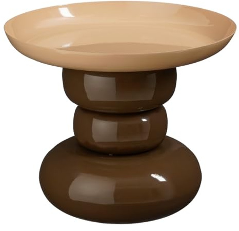 MICA Decorations Zita Beistelltisch rund – Wohnzimmer Tisch – 34 x 41 cm – Eisen, MDF, Samt – Braun Creme
