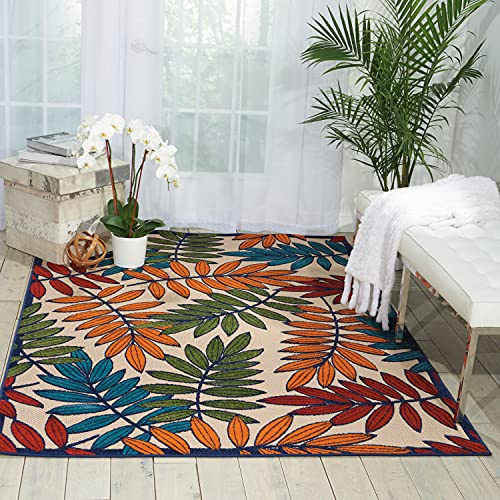 NOURISON Aloha Teppich für drinnen und draußen, Blumenmuster, Mehrfarbig, 1,5 x 2,4 m