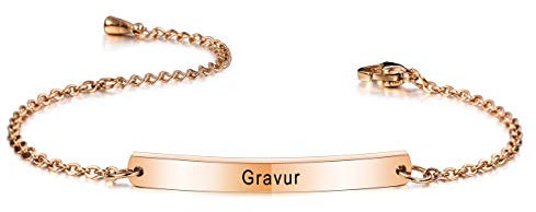 MeMeDIY Personalisierte Armband Namen Angepasst für Frauen Mädchen Edelstahl Einstellbare Knöchel Link Brautjungfer Geschenke Bester Freund Armbänder (Roségold Farbe) - Gravur Angepasst